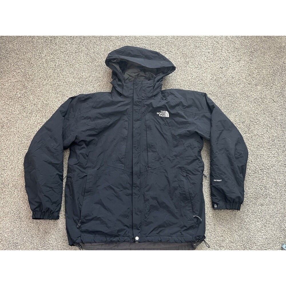 The North Face Men’s 2XL HyVent 2-in-1 Waterproof Hooded Jacket Gray Black